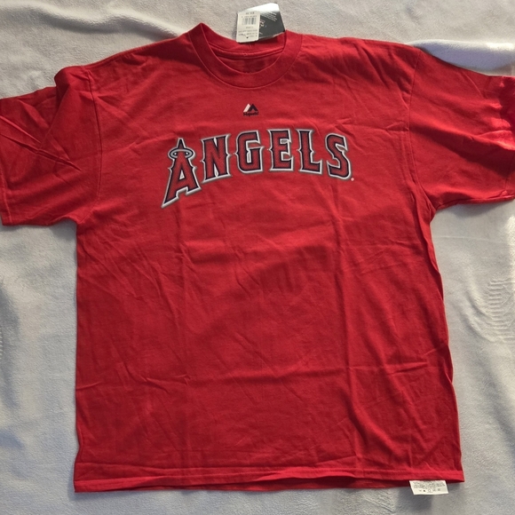 Angels Red Team Lockup Tee MLB Men’s Large Authentic Logo Short Sleeve Shirt NWT - Picture 2 of 8